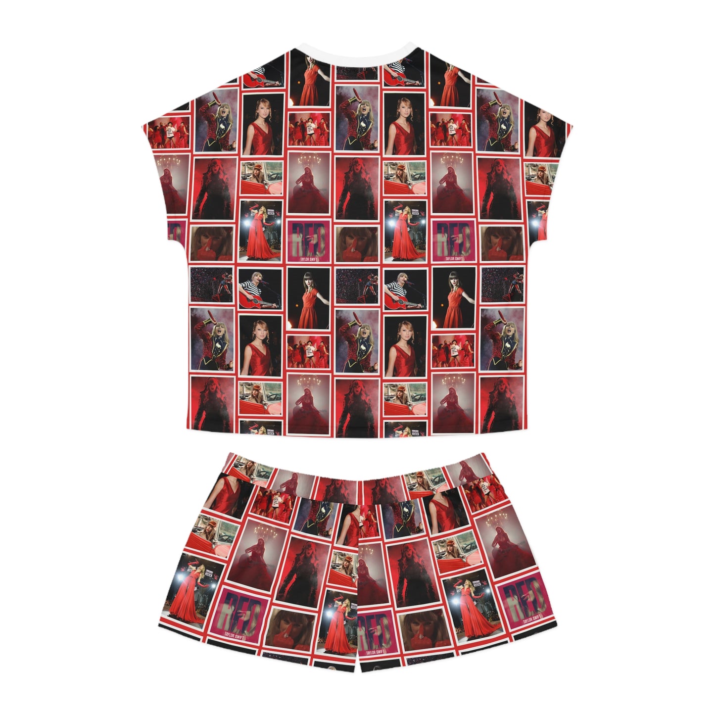 Taylor Swift Red Era Collage Women's Short Pajama Set