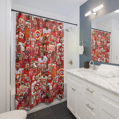 Travis Kelce Chiefs Red Collage Shower Curtain