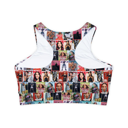 Olivia Rodrigo Magazine Cover Collage Fully Lined Padded Sports Bra