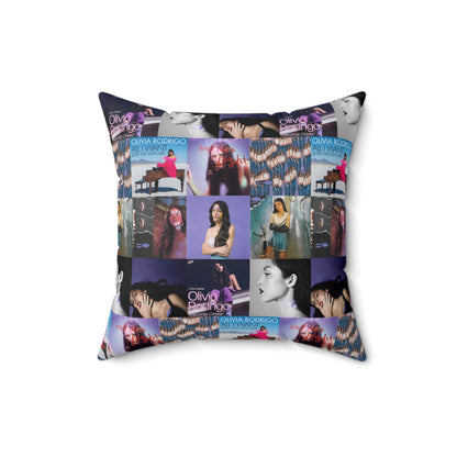 Olivia Rodrigo Album Cover Art Collage Spun Polyester Square Pillow