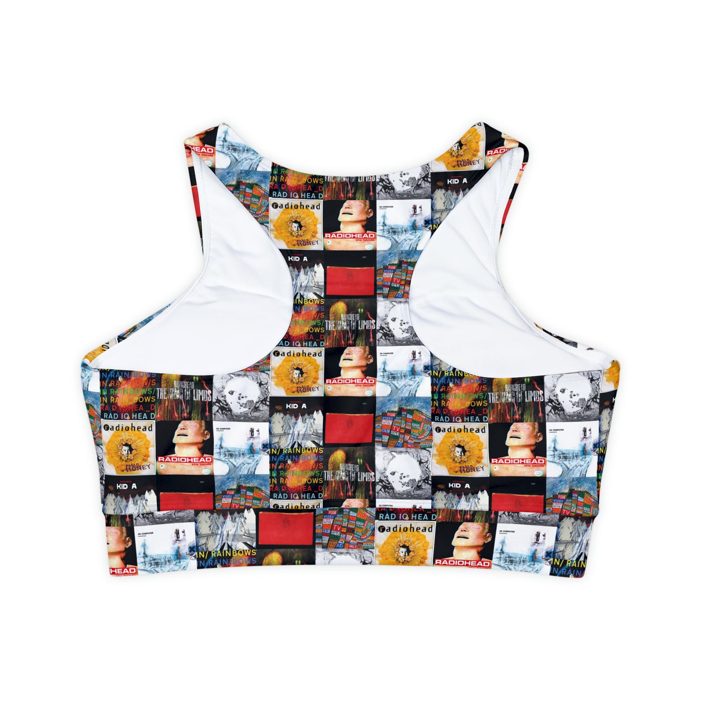 Radiohead Album Cover Collage Fully Lined Padded Sports Bra