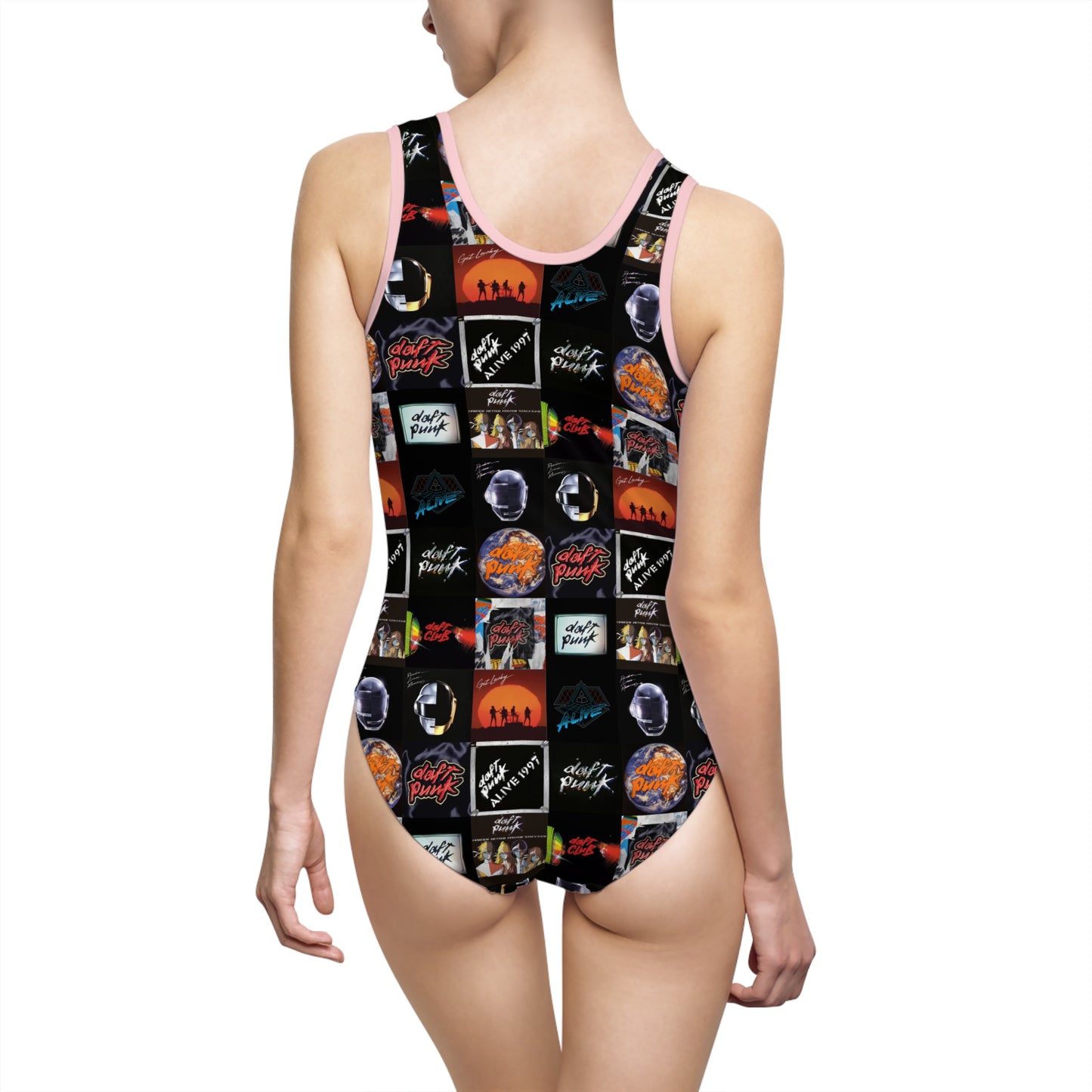 Daft Punk Album Cover Art Collage Women's Classic One-Piece Swimsuit