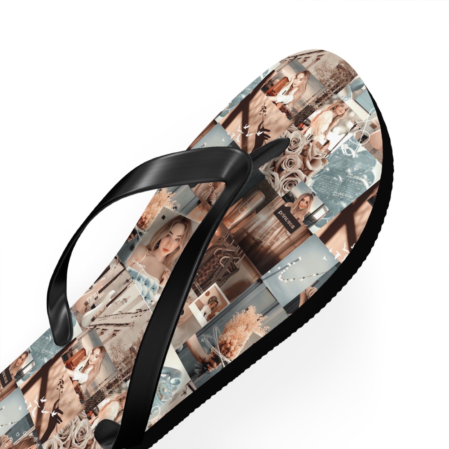 Sabrina Carpenter Peachy Princess Collage Flip Flops