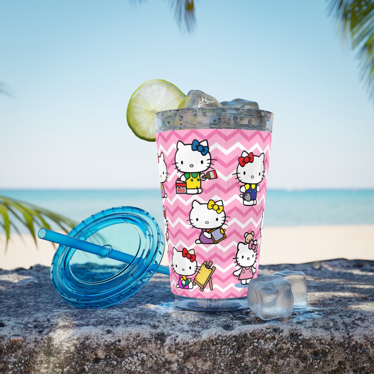 Hello Kitty Playtime Collage Sunsplash Tumbler with Straw