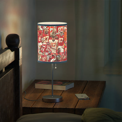 Travis Kelce Chiefs Red Collage Lamp on a Stand