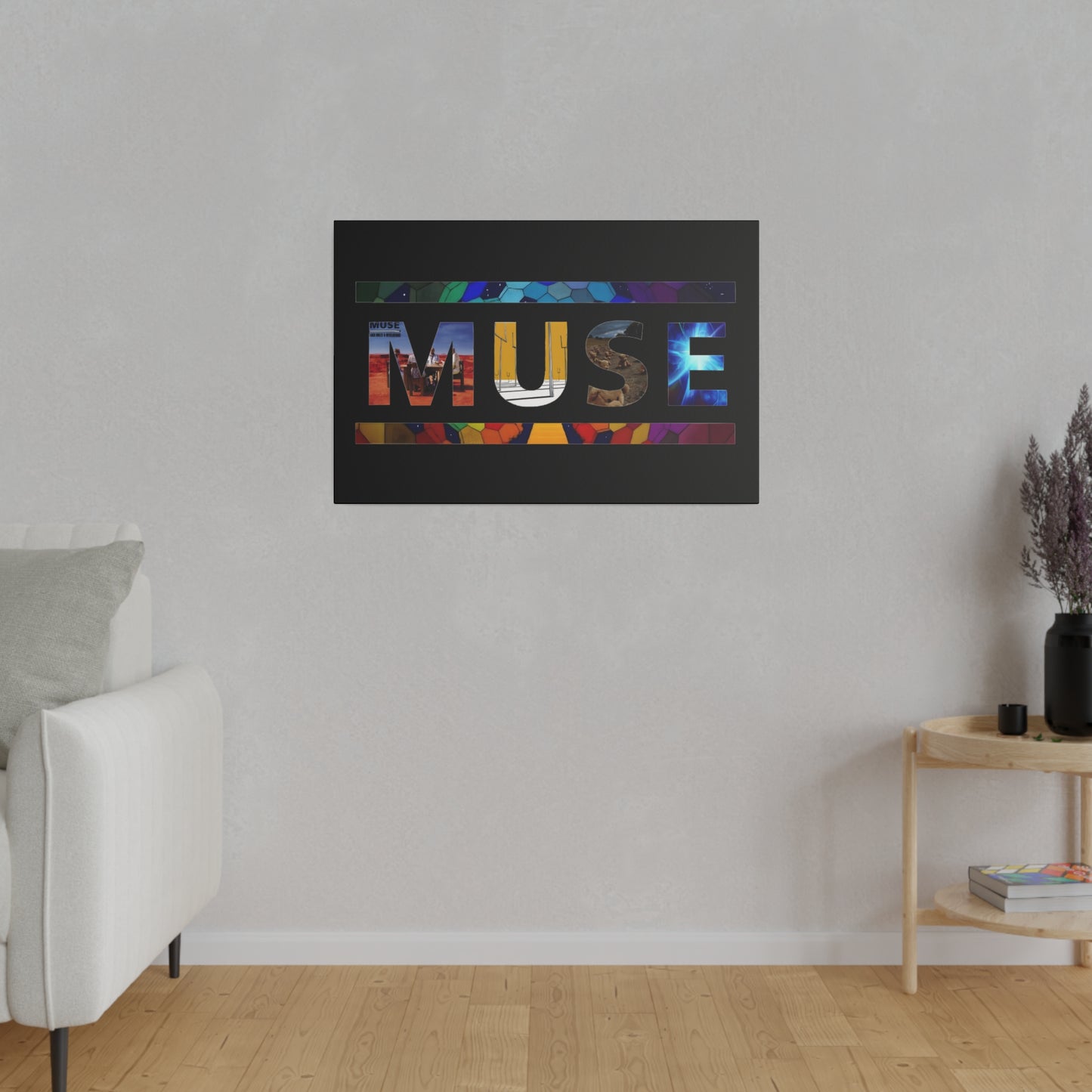 Muse Album Art Letters Thin Matte Stretched Canvas