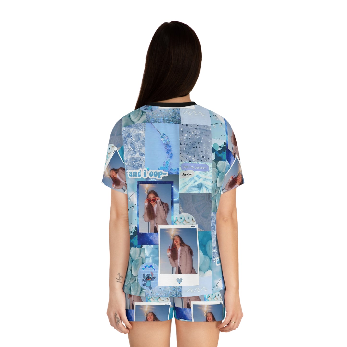 Olivia Rodrigo Light Blue Aesthetic Collage Women's Short Pajama Set