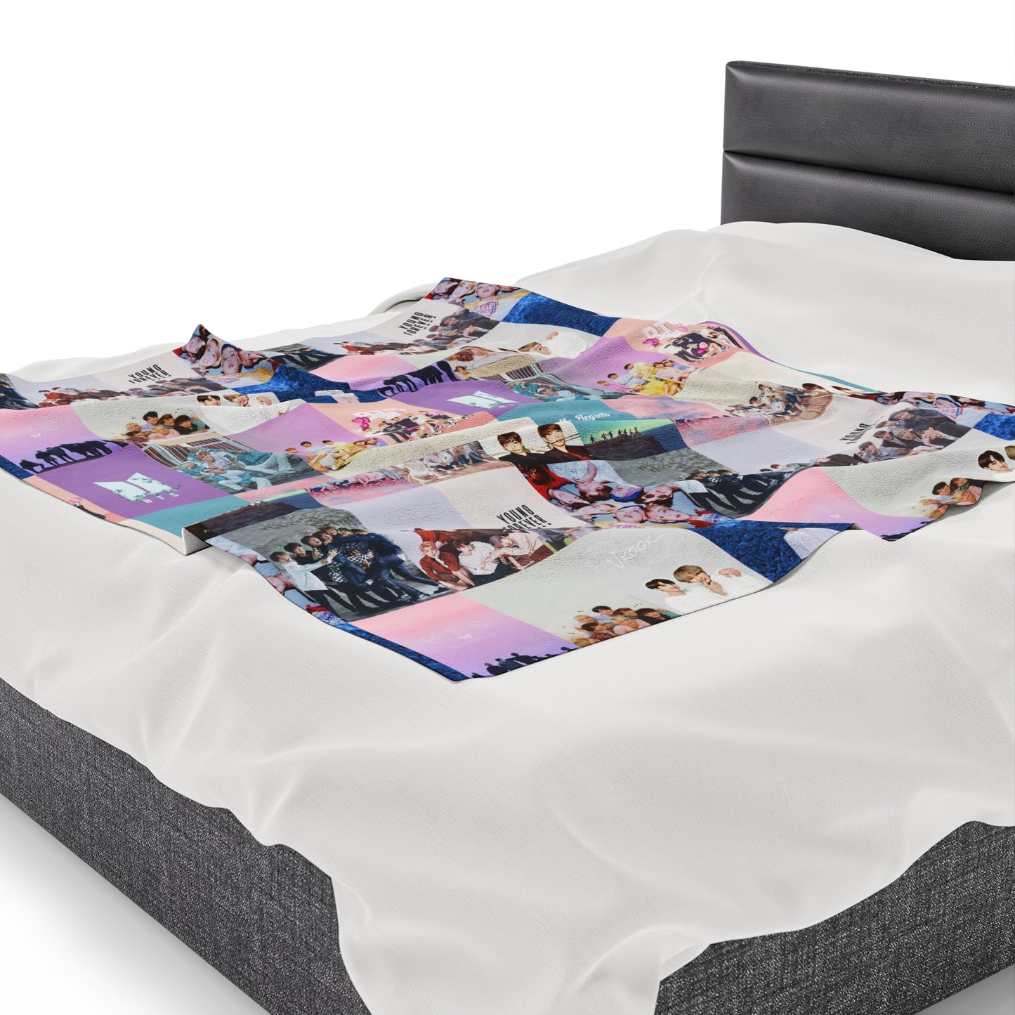 BTS Pastel Aesthetic Collage Velveteen Plush Blanket