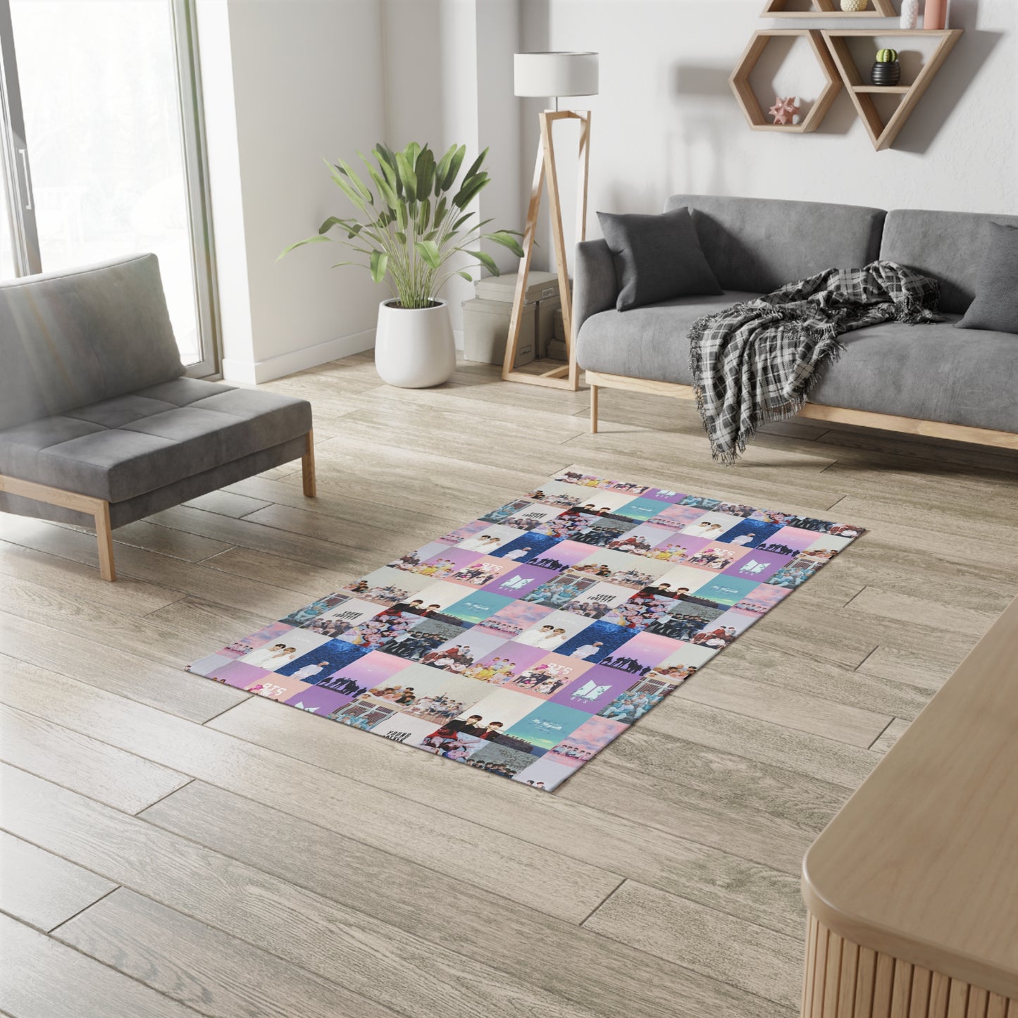 BTS Pastel Aesthetic Collage Dobby Rug