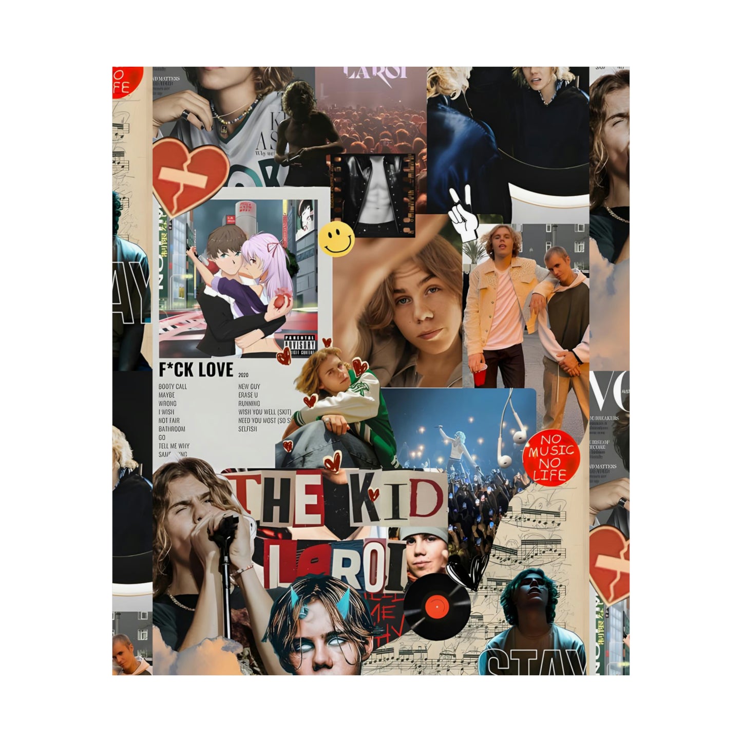 The Kid LAROI No Music No Life Collage Matte Vertical Poster