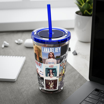 Lana Del Rey Album Cover Collage Sunsplash Tumbler with Straw