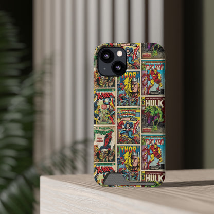 Marvel Comic Book Cover Collage Phone Case With Card Holder