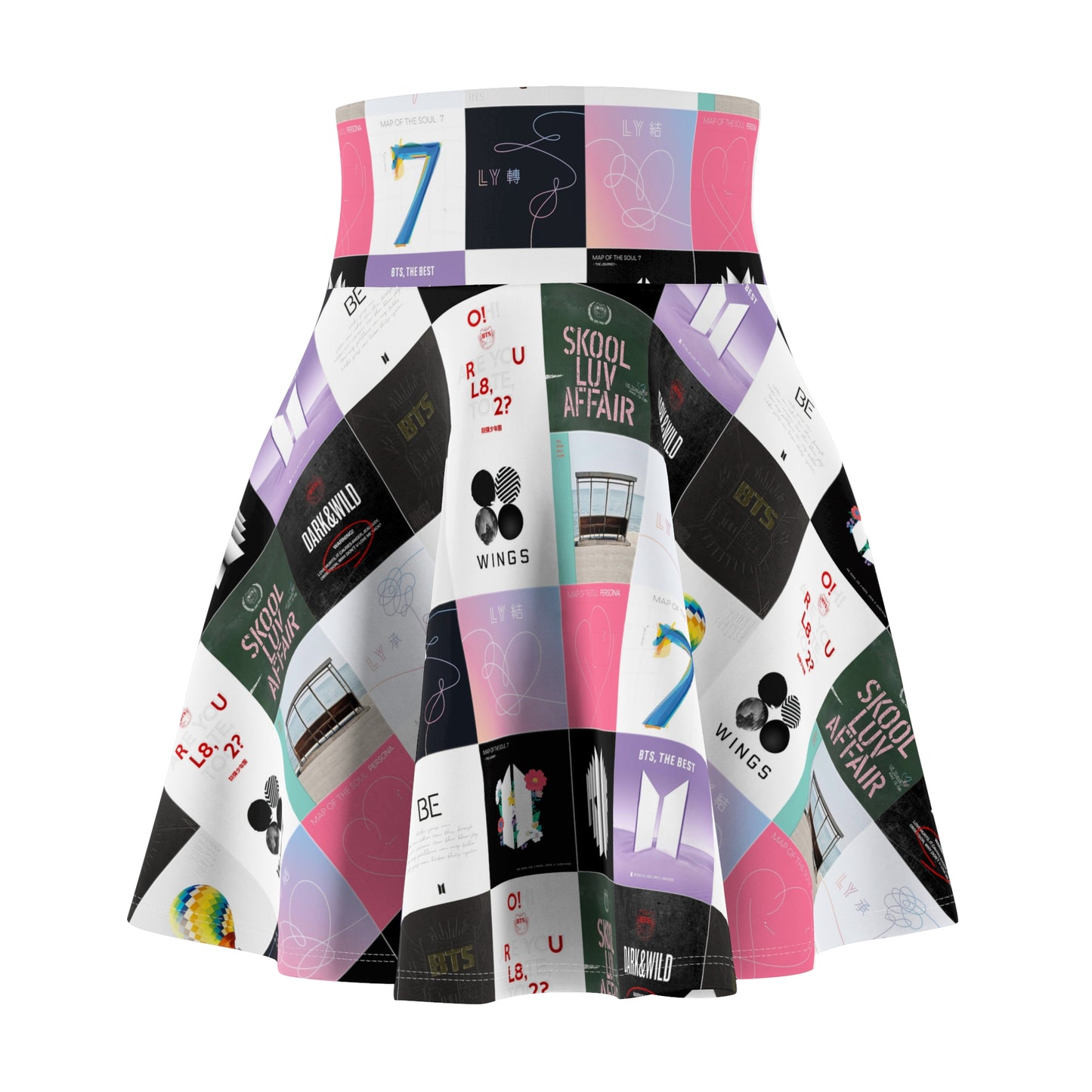 BTS Album Cover Art Collage Women's Skater Skirt