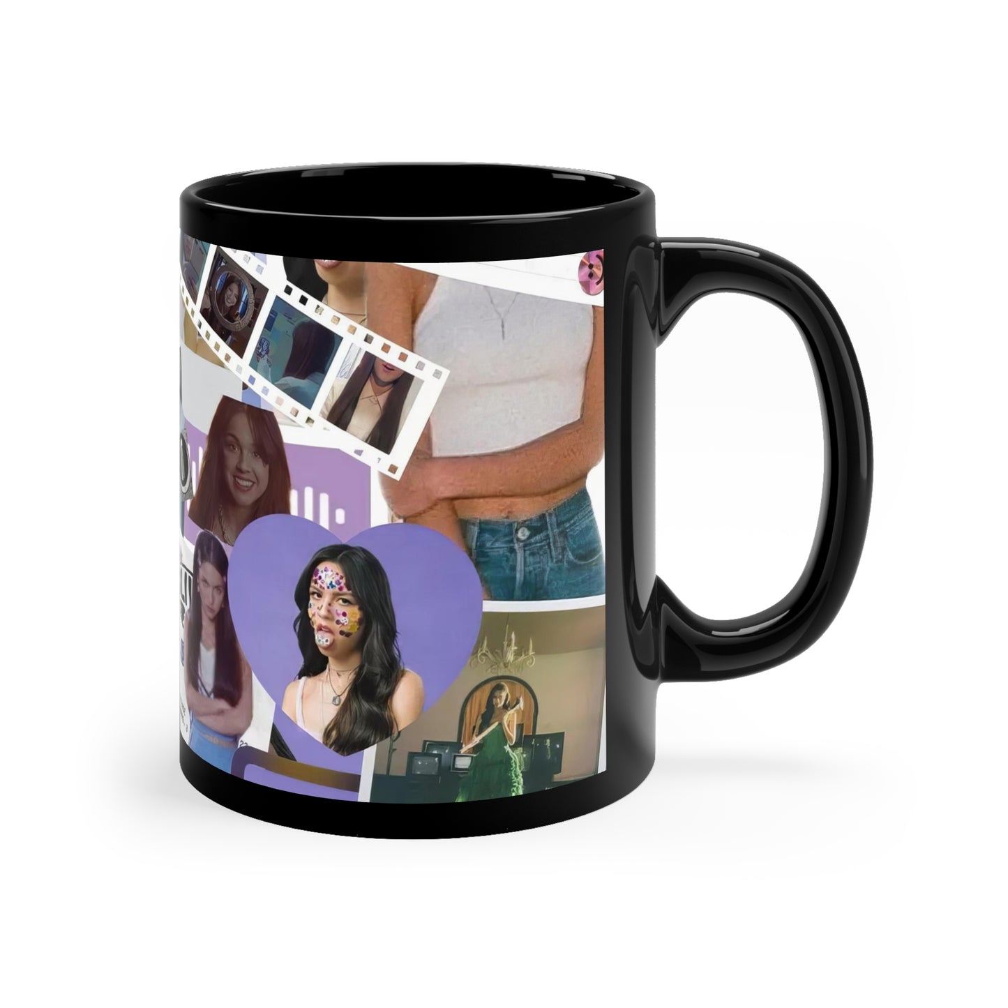 Olivia Rodrigo Deja Vu Collage Black Ceramic Mug