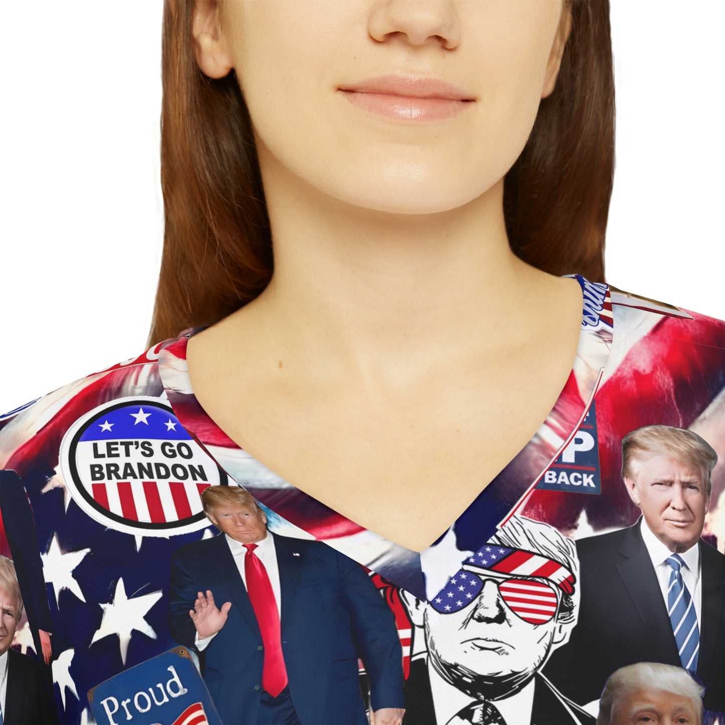 Donald Trump 2024 MAGA Montage Women's Long Sleeve V-neck Shirt