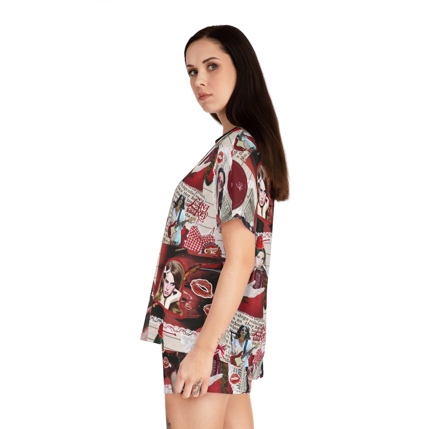 Lana Del Rey Cherry Coke Collage Women's Short Pajama Set