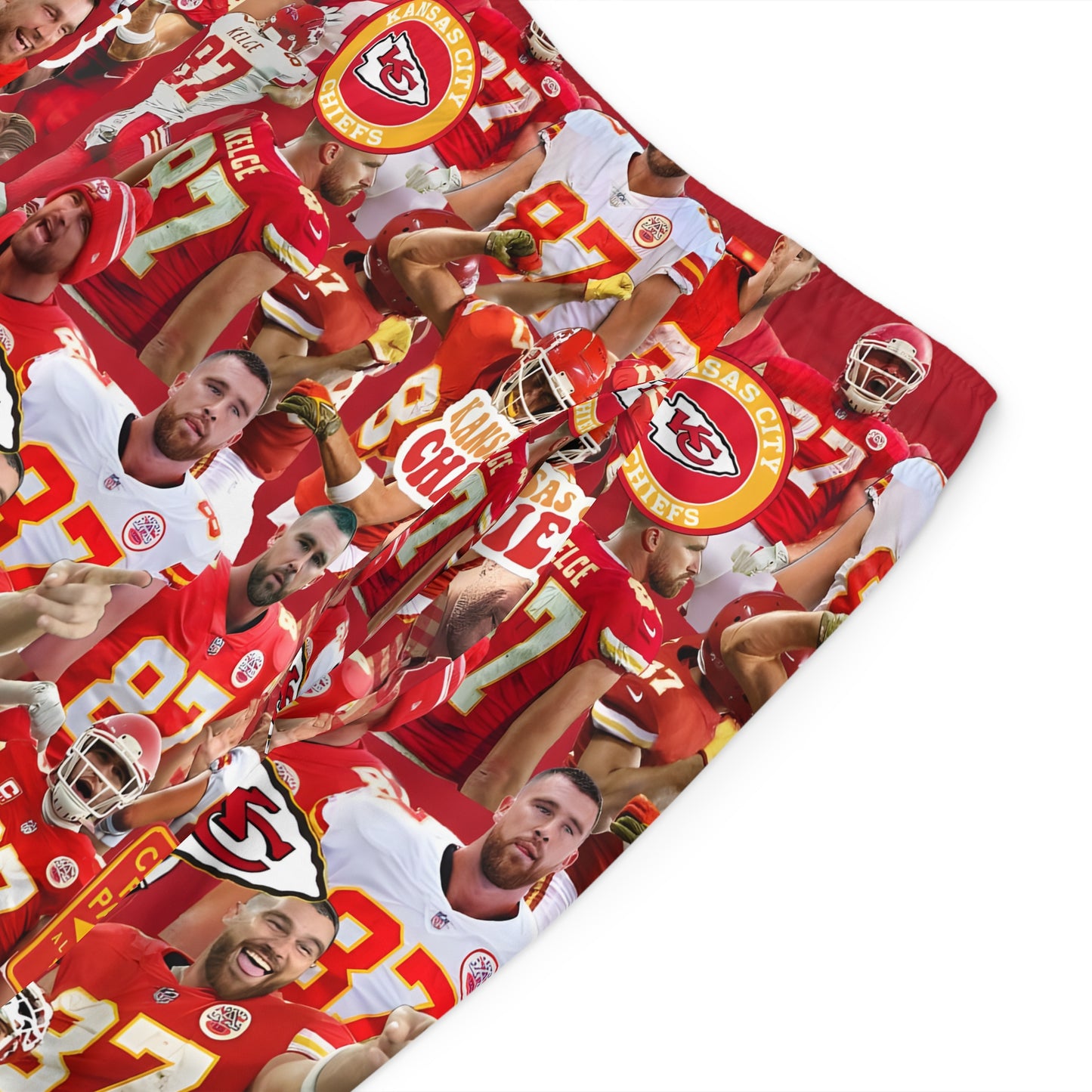 Travis Kelce Chiefs Red Collage Men's Board Shorts