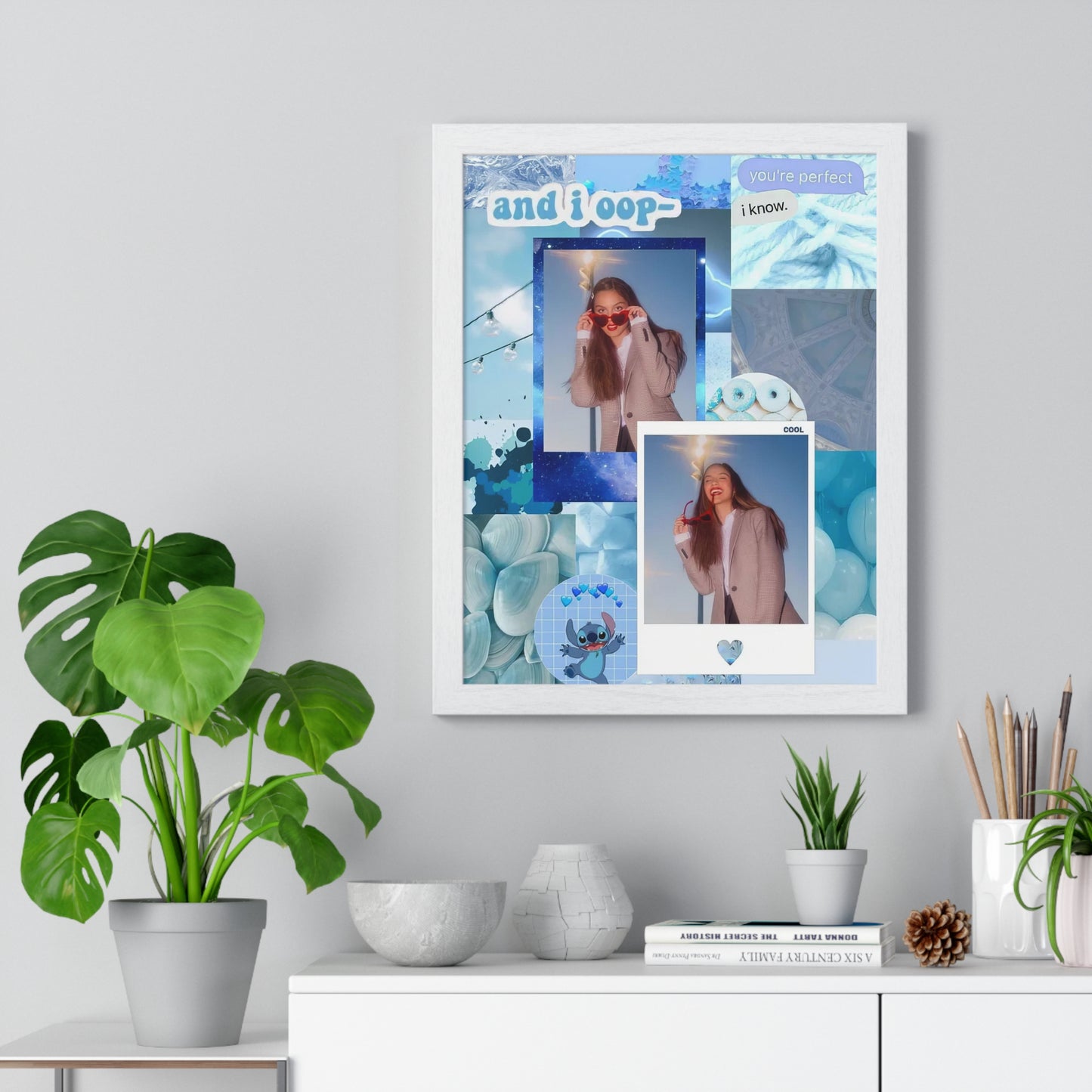 Olivia Rodrigo Light Blue Aesthetic Collage Framed Print