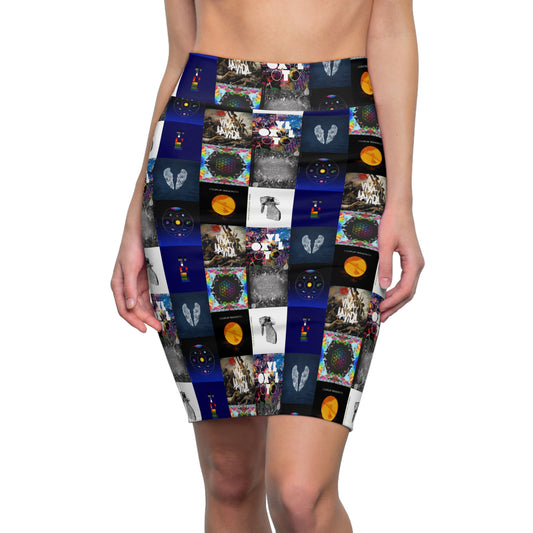 Colplay Album Cover Collage Women's Pencil Skirt