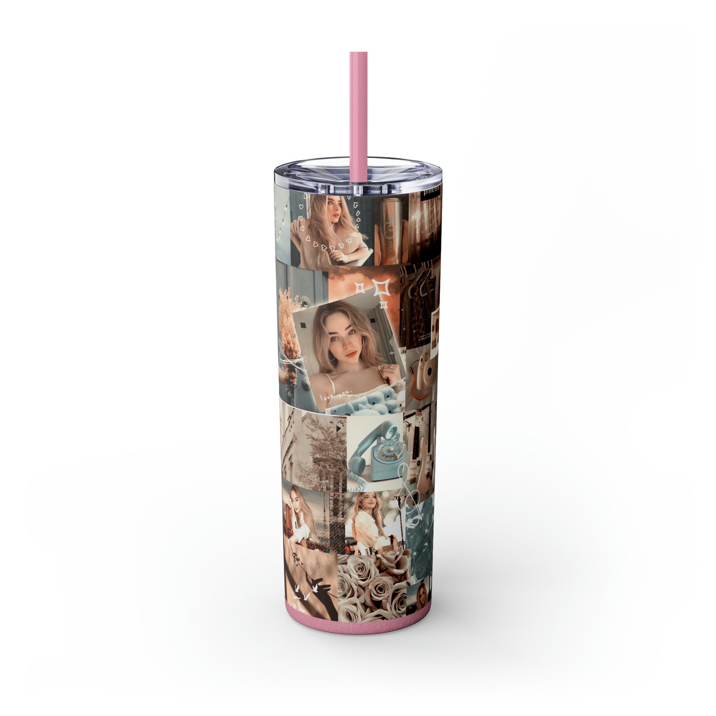 Sabrina Carpenter Peachy Princess Collage Skinny Tumbler with Straw