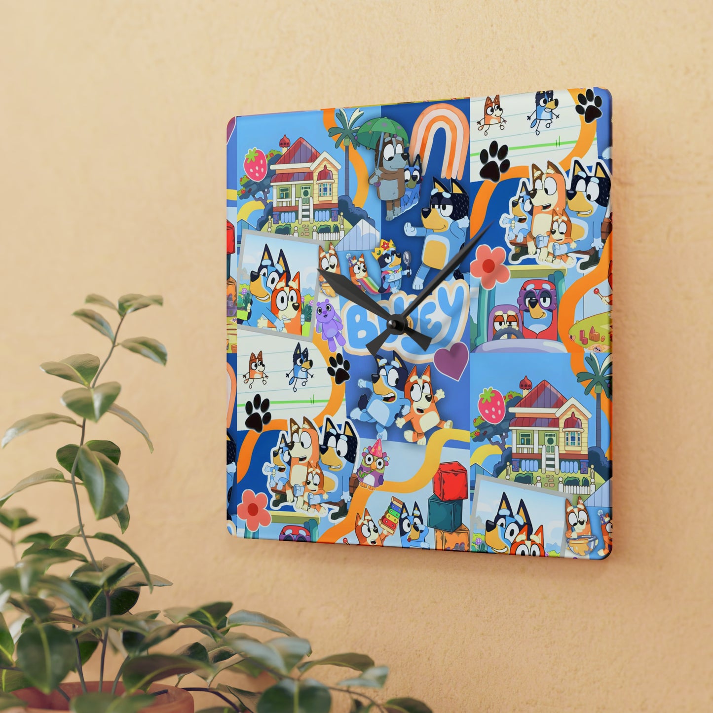 Bluey Playtime Collage Acrylic Wall Clock