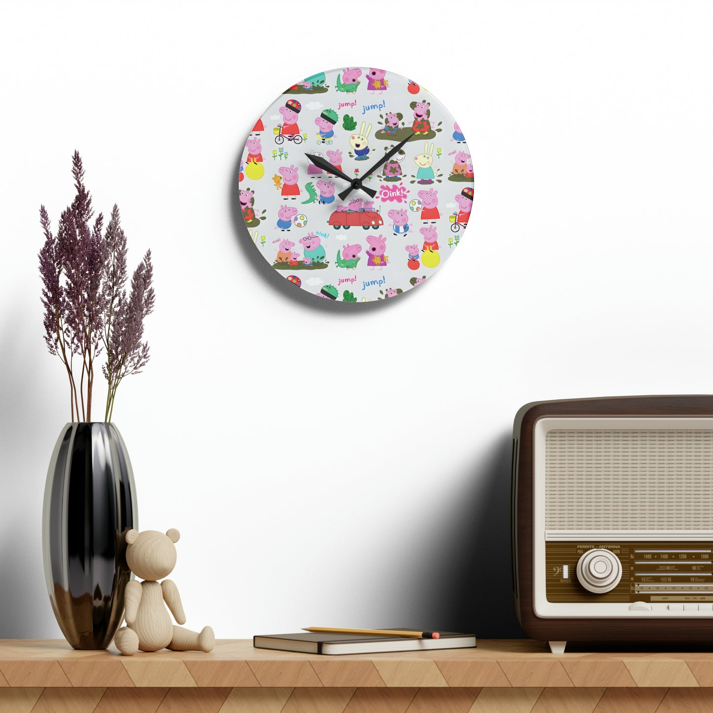 Peppa Pig Oink Oink Collage Acrylic Wall Clock