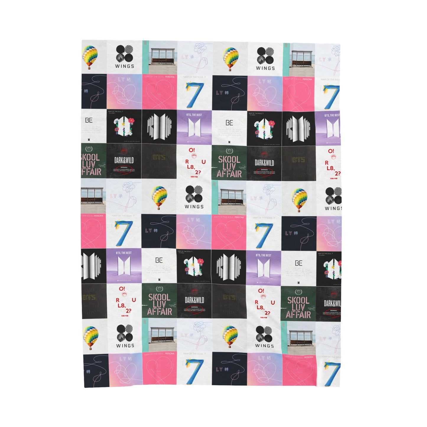 BTS Album Cover Art Collage Velveteen Plush Blanket