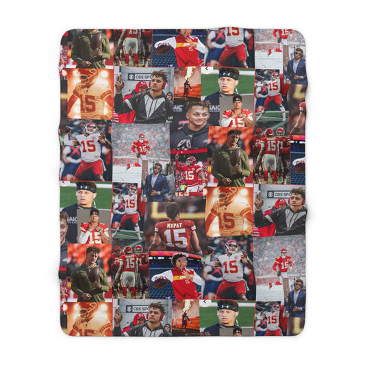 Patrick Mahomes Chiefs MVPAT Photo Collage Sherpa Fleece Blanket