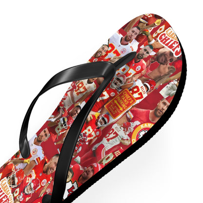Travis Kelce Chiefs Red Collage Flip Flops