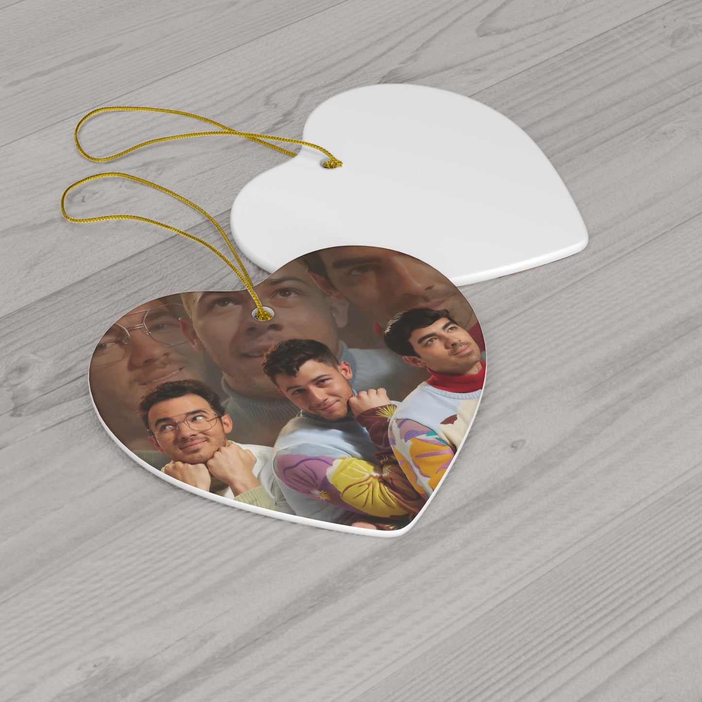 Jonas Brothers Ugly Sweater Photo Ceramic Ornament