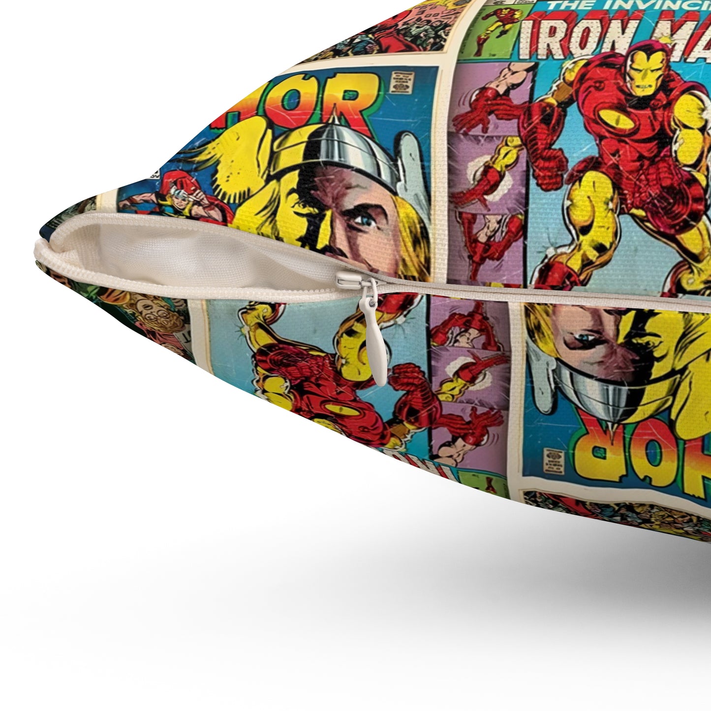 Marvel Comic Book Cover Collage Spun Polyester Square Pillow