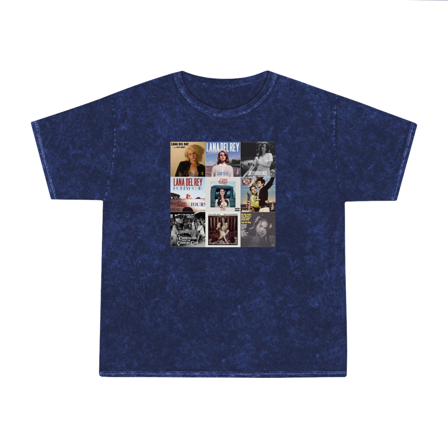 Lana Del Rey Album Cover Collage Unisex Mineral Wash Vintage Tee Shirt