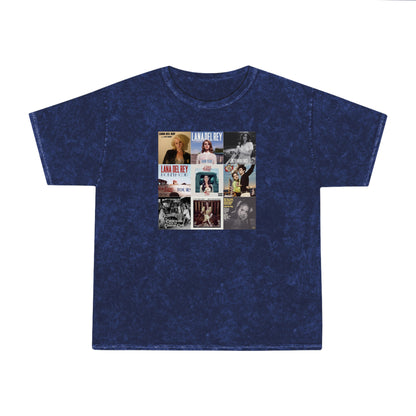 Lana Del Rey Album Cover Collage Unisex Mineral Wash Vintage Tee Shirt