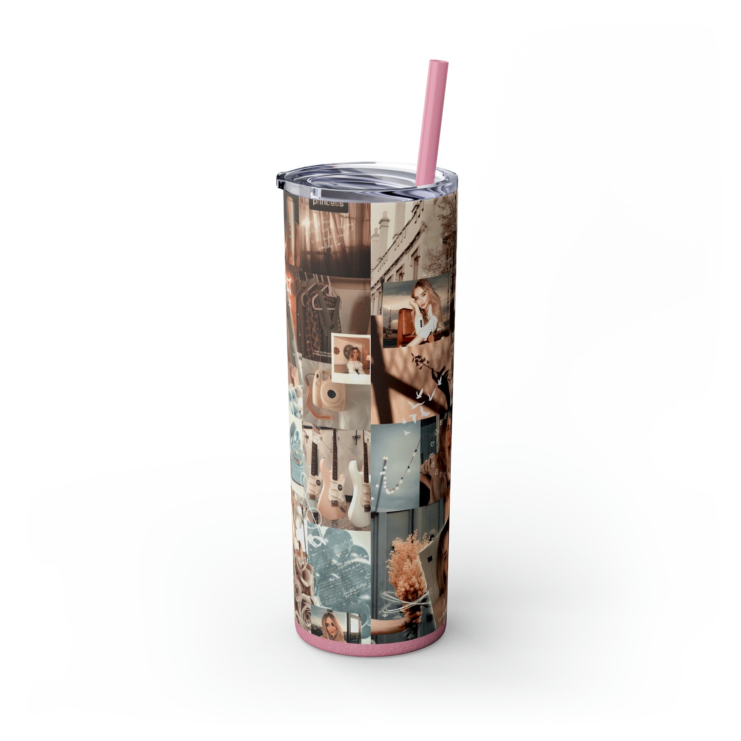 Sabrina Carpenter Peachy Princess Collage Skinny Tumbler with Straw