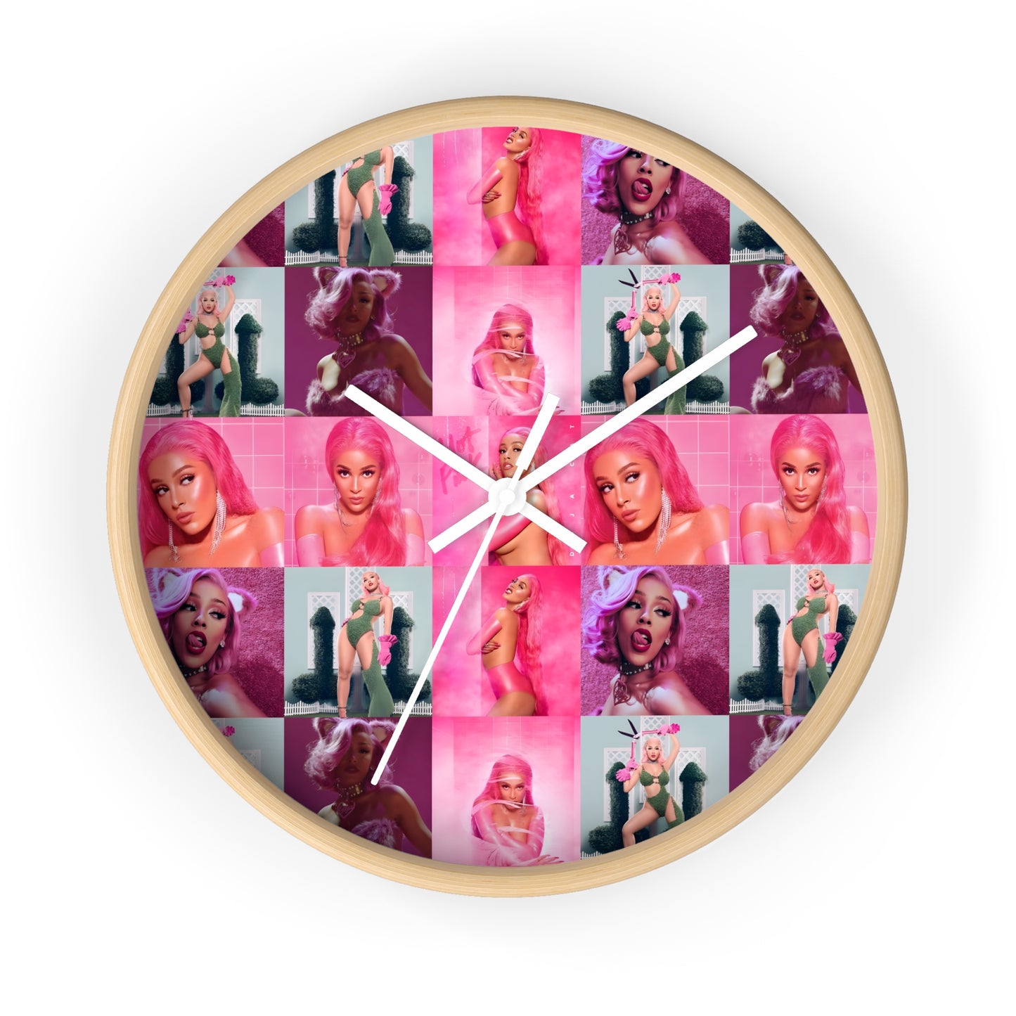 Doja Cat Hot Pink Mosaic Wall Clock