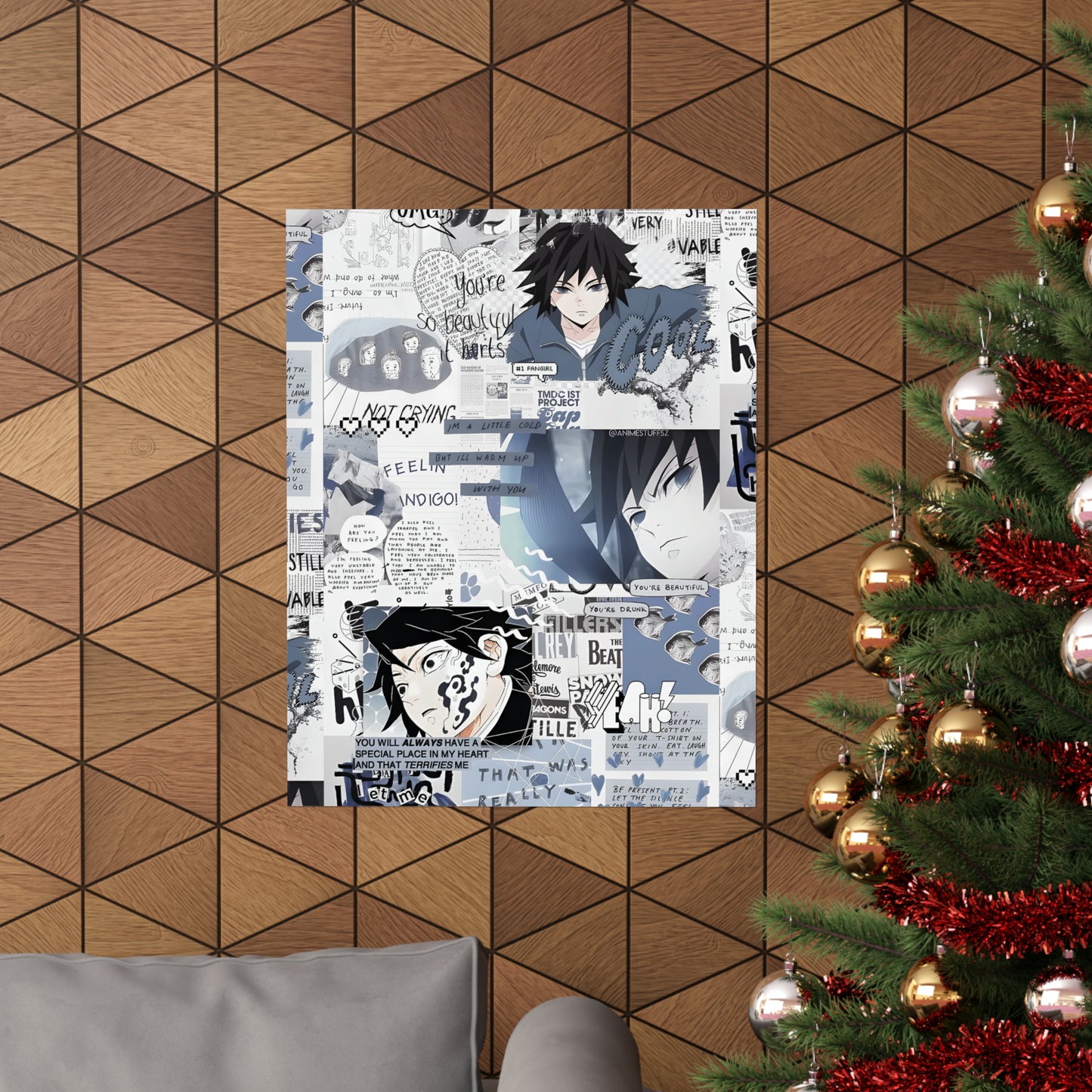 Demon Slayer Giyu Aesthetic Collage Matte Vertical Poster