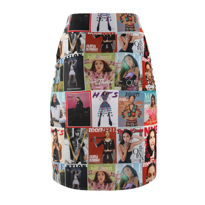 Olivia Rodrigo Magazine Cover Collage Pattern Women's Pencil Skirt