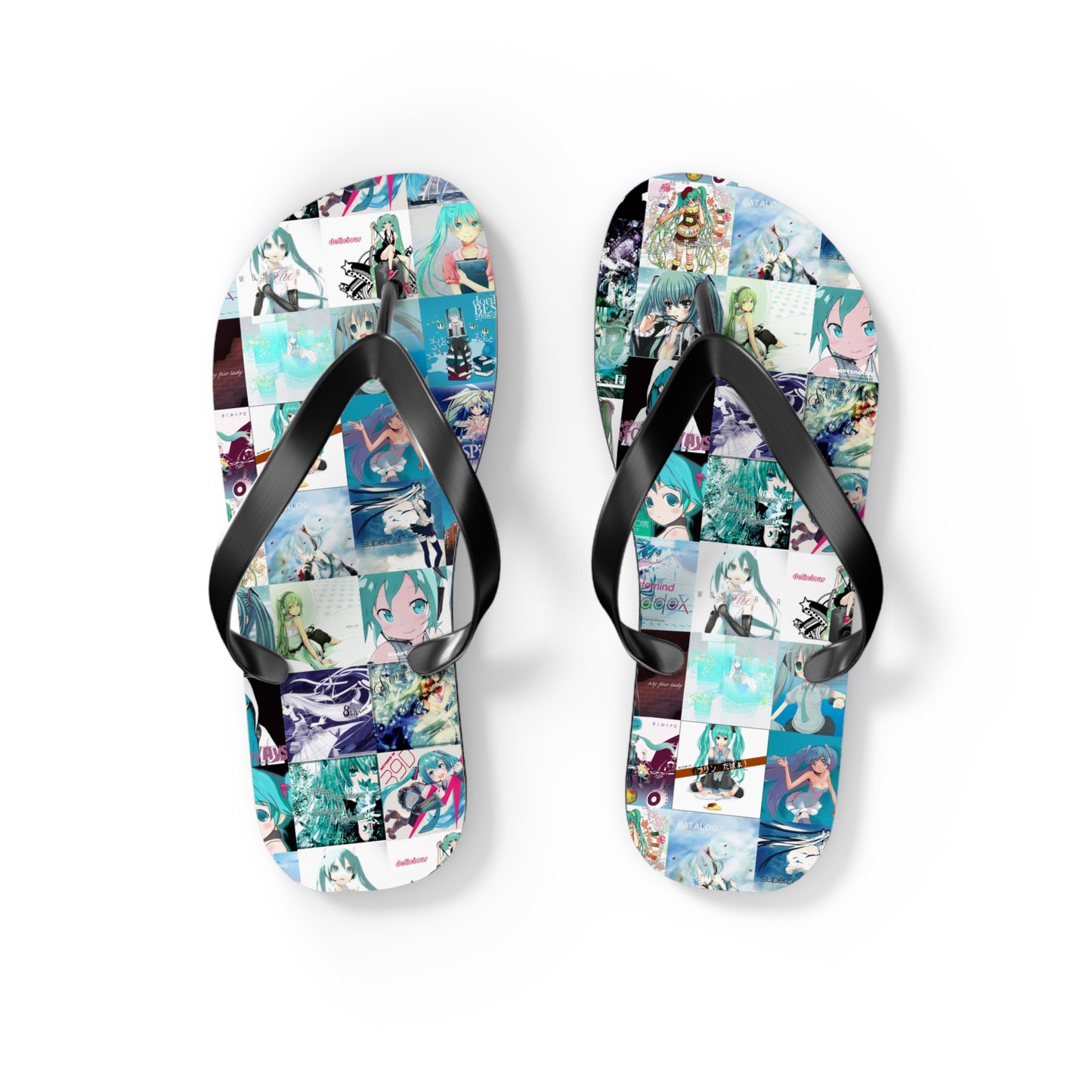 Hatsune Miku Album Cover Collage Flip Flops