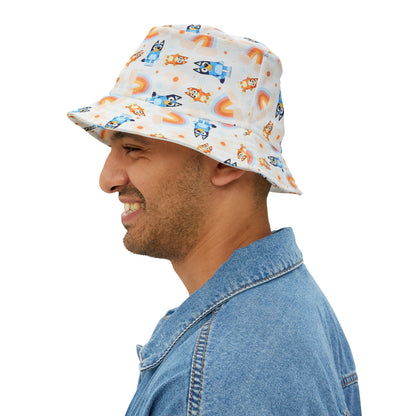 Bluey Rainbows & Flowers Pattern Bucket Hat