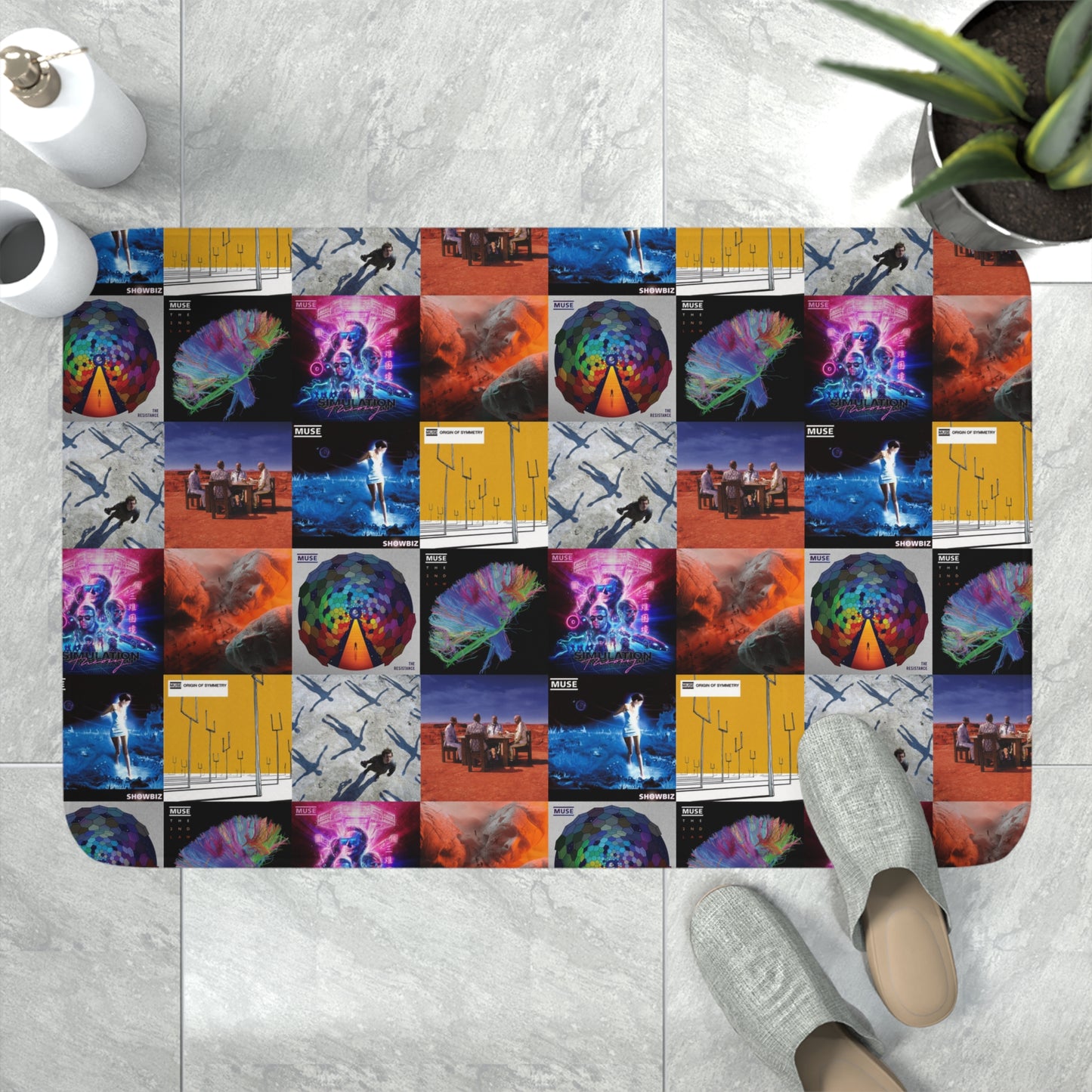 Muse Album Cover Collage Memory Foam Bath Mat