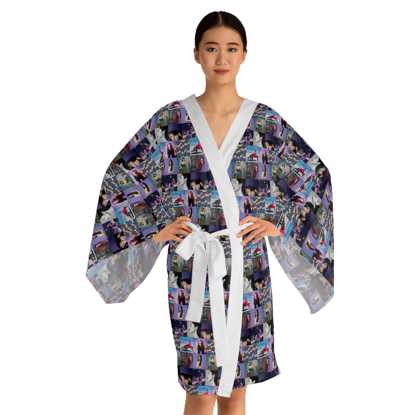 Olivia Rodrigo Album Cover Art Collage Long Sleeve Kimono Robe