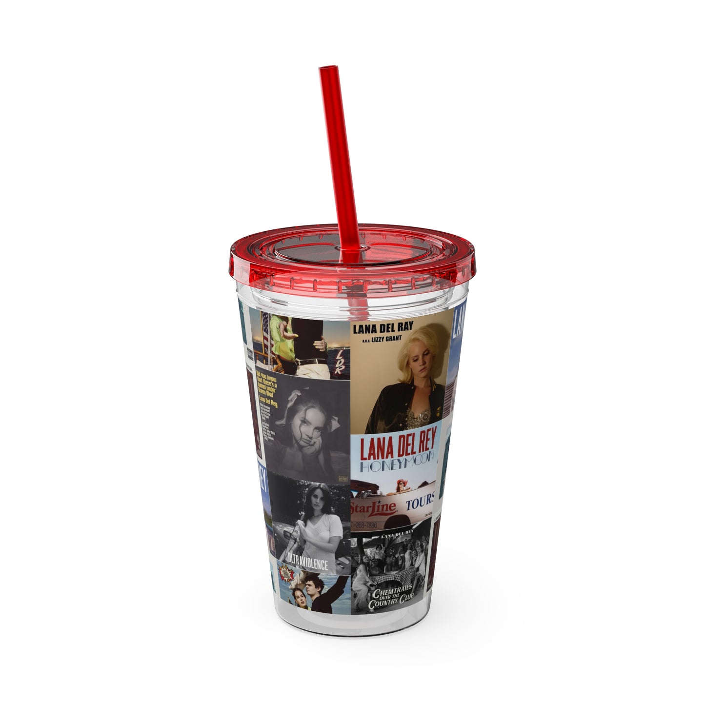 Lana Del Rey Album Cover Collage Sunsplash Tumbler with Straw