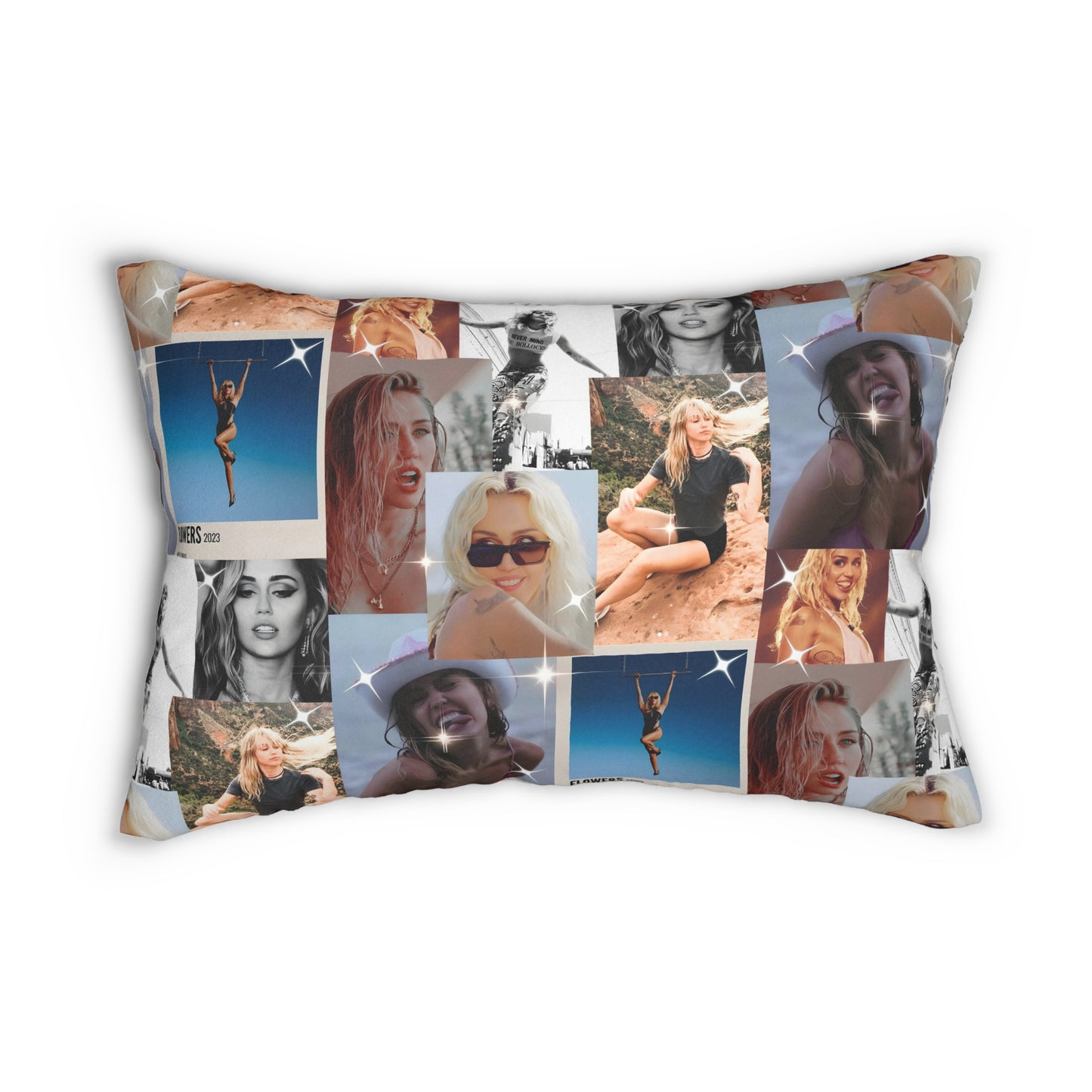 Miley Cyrus Flowers Photo Collage Polyester Lumbar Pillow