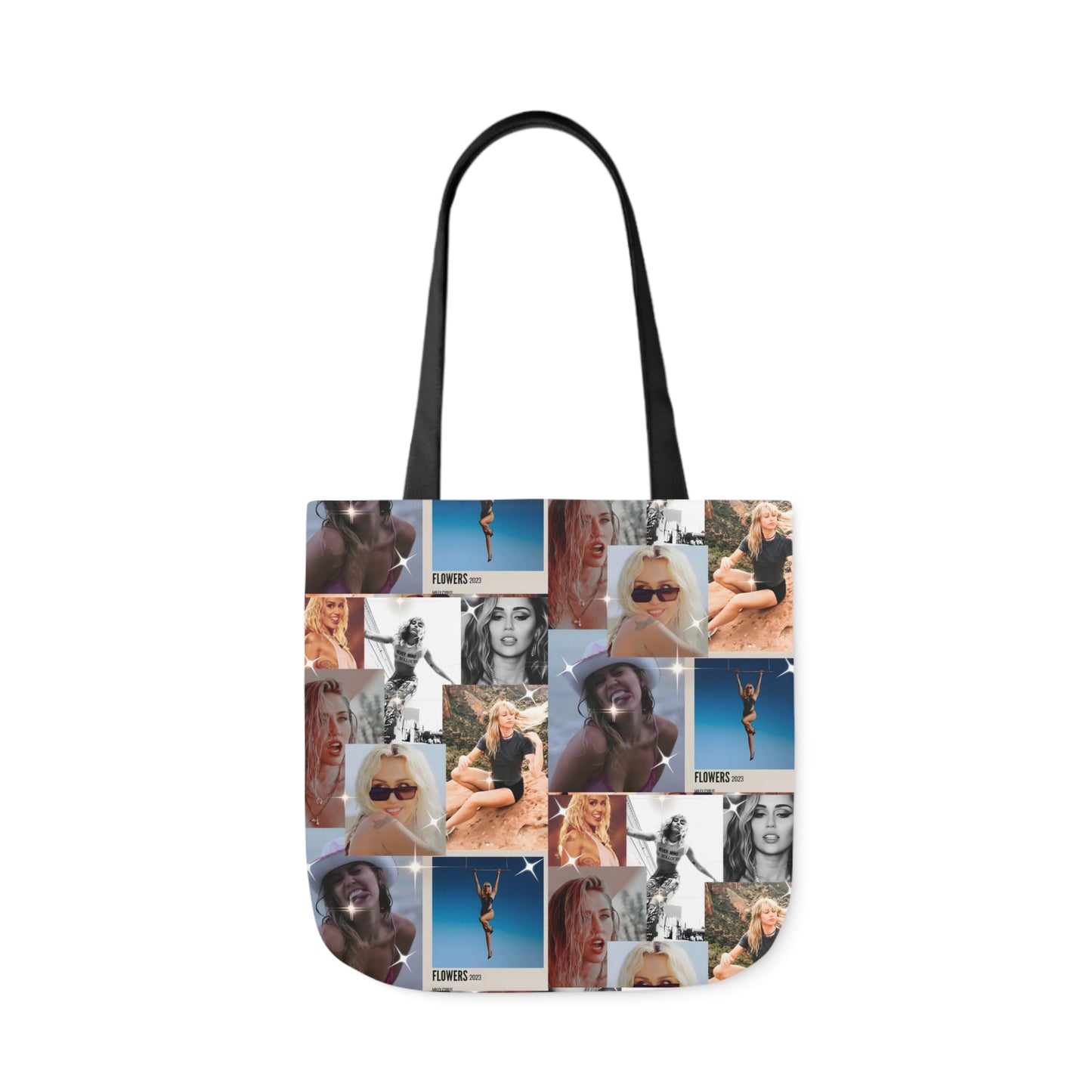 Miley Cyrus Flowers Photo Collage Polyester Canvas Tote Bag