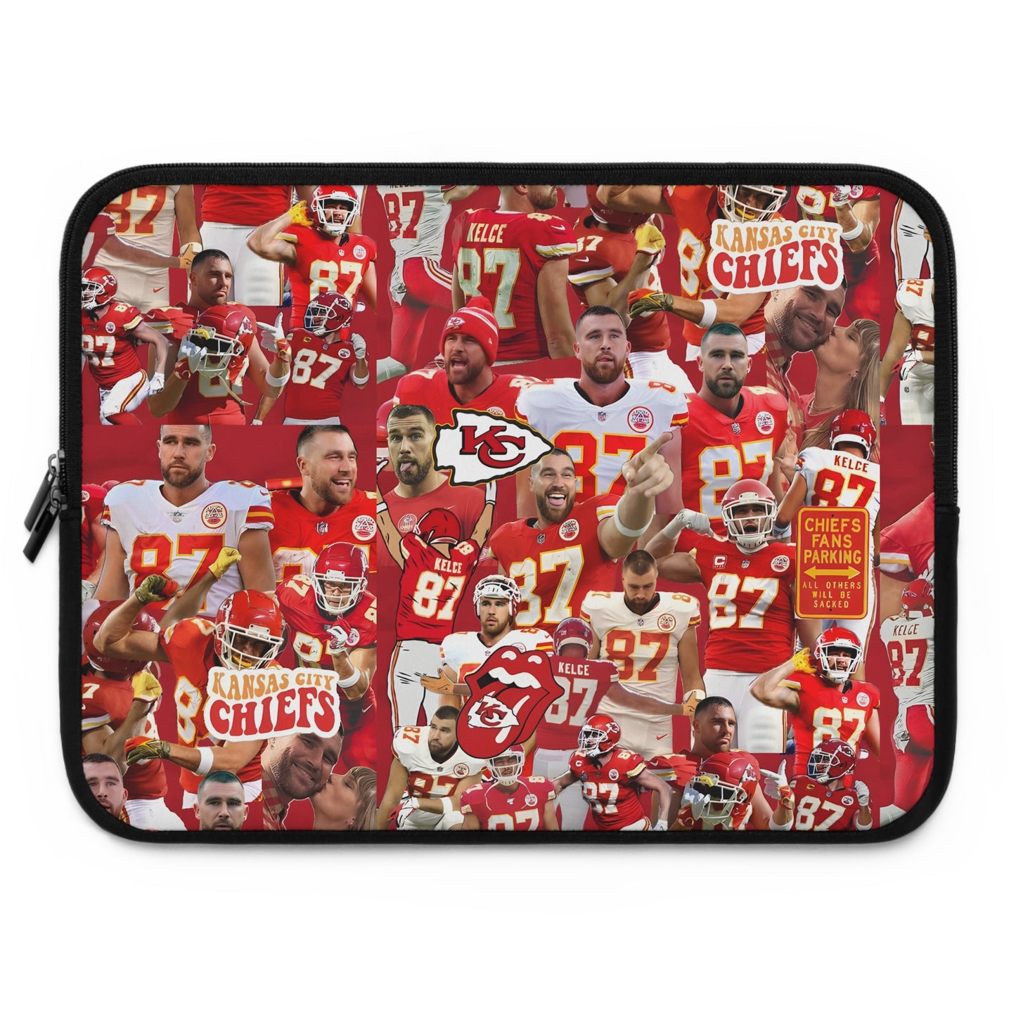 Travis Kelce Chiefs Red Collage Laptop Sleeve