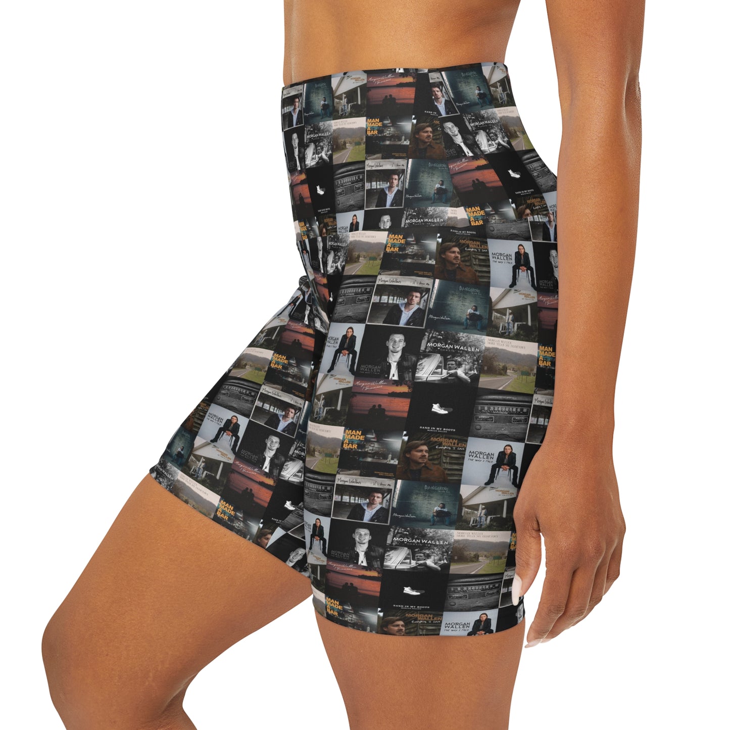 Morgan Wallen Album Cover Collage High Waisted Yoga Shorts