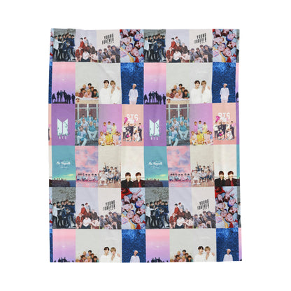 BTS Pastel Aesthetic Collage Velveteen Plush Blanket