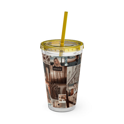 Sabrina Carpenter Peachy Princess Collage Sunsplash Tumbler with Straw