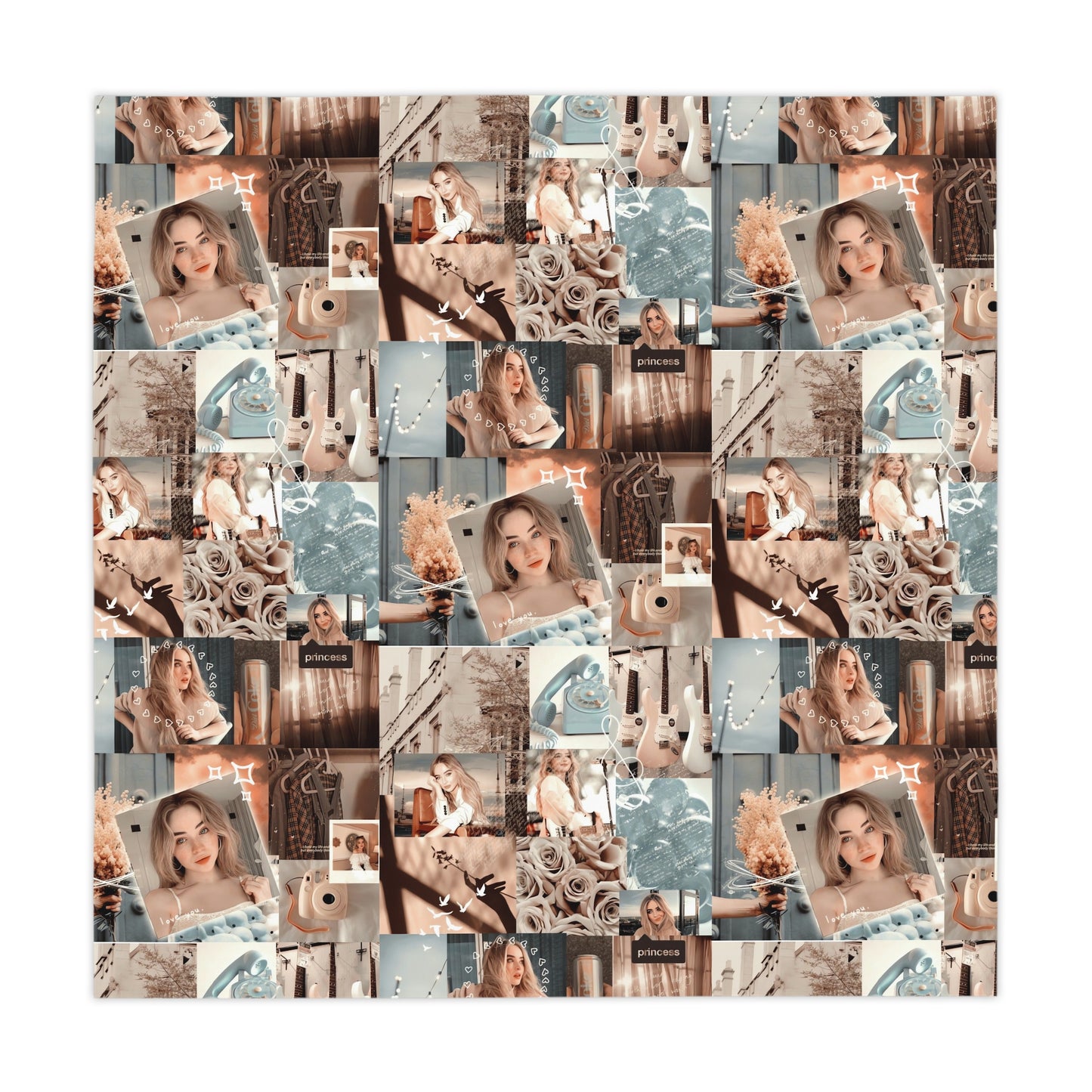 Sabrina Carpenter Peachy Princess Collage Tablecloth