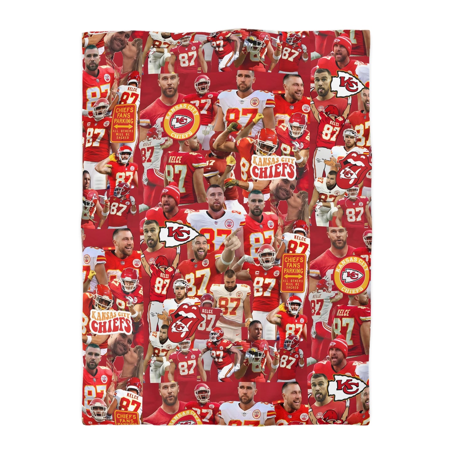 Travis Kelce Chiefs Red Collage Microfiber Duvet Cover